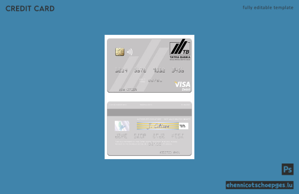 Mustervorschau der slowakischen Tatra Banka Visa-Debitkarte